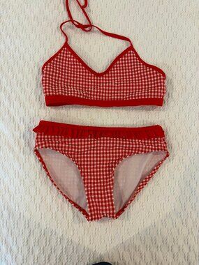 NWOT Cat and Jack Girls Gingham Bikini Size L